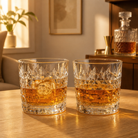 Verre à whisky taillé au diamant de qualité supérieure, fabriqué à la machine, personnalisé, en gros, en verre transparent pour bar, hôtel, maison, fêtes et boissons