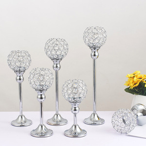 Hot Selling European Style Wedding Home Crystal Nordic Light Luxury Metal Candle Cup Iron Plated Gold <strong>Silver</strong> <strong>Candlestick</strong> - Product Image 2