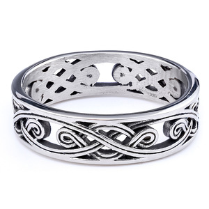 Roestvrijstalen Geometrische <span class=keywords><strong>Ring</strong></span> Retro Geweven Wijnstok Oud Ontwerp Titanium Staal Groothandel Holle <span class=keywords><strong>Ring</strong></span> Voor Mannen Vrouwen - Product Image 6
