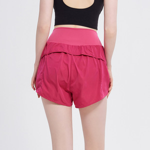 Women's High Waisted <b>Yoga</b> Shorts With Inner Liner Rose <b>Pink</b> Fitness <b>Pants</b> Outdoor Running Workout Wear - Product Image 2