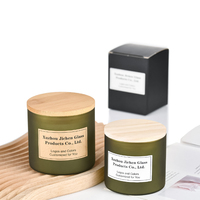 Bocaux à bougies en verre de luxe de haute qualité avec logo personnalisé, cylindriques, 4oz, 6oz, 8oz, 12oz, vert mat, résistants à la chaleur, Noël, avec couvercles et boîte