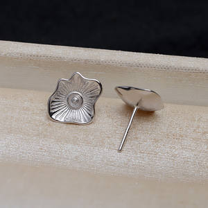 Pendientes de Plata S925 Estilo Barroco para Mujer, Bandeja Hueca para Perlas de 8-13 mm, Tipo AB, Perlas Deformadas, Componentes para Joyería DIY - Product Image 3