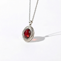 Collier en acier inoxydable et alliage de zinc à couleur changeante, motif palais vintage, pendentif médaillon ovale avec gemme, bijoux pour femmes et hommes