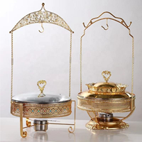 Réchaud de buffet décoratif en fer doré, ensemble de réchauds à alcool 4 points, 5L, 6L, 8L, anti-blocage, 50 à 70°C, pour hôtels et restaurants