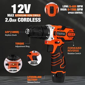 255 Piece <b>Tool</b> Set With 12V Cordless Drill Driver Toolbox Storage Case <b>Drawer</b> General Household Use - Product Image 4