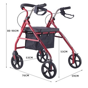 รถช่วยเดินแบบพับได้ Jiang Hao Walker Rollator ทำจากอลูมิเนียมอัลลอยด์ สี่ล้อ สำหรับผู้สูงอายุ ใช้สำหรับการช็อปปิ้ง - Product Image 3