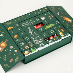 Cajas Rígidas de <span class=keywords><strong>Papel</strong></span> Recubierto con Materiales Reciclados, Venta al por Mayor, Caja de Calendario de Adviento Navideño, Impresión en Lámina Dorada, Logotipo Personalizado, Vela - Product Image 3