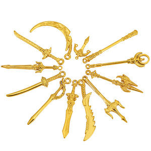 Pendentif épée en acier inoxydable plaqué or, formes variées, pour la fabrication de colliers, accessoires de bijouterie - Product Image 4