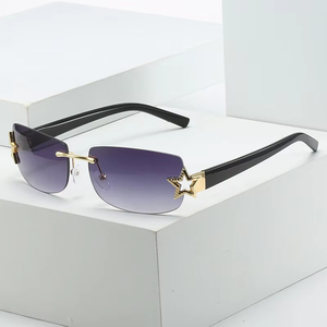 Gafas de Sol Rectangulares con Montura de Estrella sin Aro para Mujer, Gafas de Sol Cuadradas de Lujo Estilo Y2K Vintage - Product Image 2