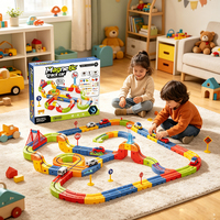 150 piezas YS TOYS Tren Magnético Flexible con Batería de Litio, Juguete de Plástico ABS para Ensamblar, Cubo de Riel de Tren, Edades 2+