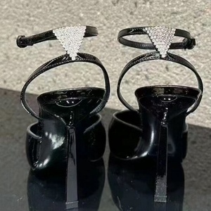 Women's Bright Patent Ankle Strap <b>High</b> <b>Heels</b> Back Diamonds <b>Sexy</b> Summer Sandals Custom Colors Dress Pumps - Product Image 4