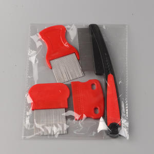 5パックノミシラミコームステンレススチール犬猫グルーミングコーム丸みを帯びた歯の両面プロフェッショナルペットの涙の汚れを取り除く - Product Image 5