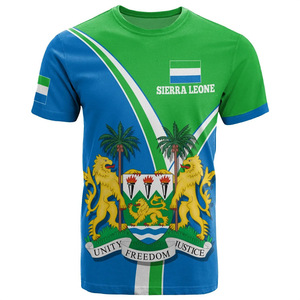 T-shirt drapeau Sierra Leone pour homme, manches courtes, 100% polyester, respirant, coupe classique, imprimé - Product Image 1