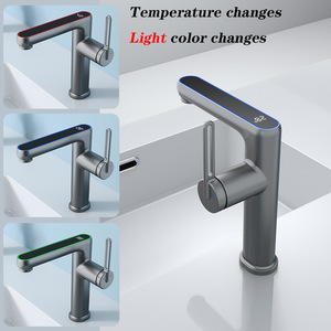 Robinet de lavabo en cuivre avec affichage numérique, mitigeur monotrou à valve de 35 mm pour lavabo de salle de bain - Product Image 5