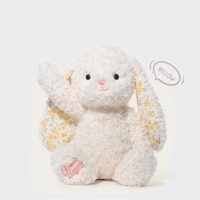 Peluche Lapin Floral Blanc à Marque Blanche Prix Usine, Support Personnalisé pour Étiquette Suspendue, Animal en Peluche Doux, Vente en Gros