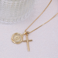 Collier croix en cuivre, 1 pièce, pendentif design tendance, chaîne de clavicule, cadeau pour la Saint-Valentin et la fête des mères, bijoux empilables à la mode