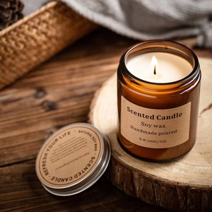 Amber Clear Luxury 4oz 8oz 16oz Empty Straight Sided Glass 240g Candle Jar With Aluminum Metal Lids