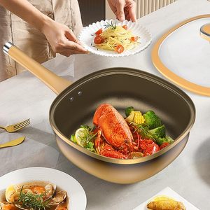 Titanium Coated Rock <b>Nonstick</b> Frying Pan Flat Bottomed Gas & Electromagnetic Stove Universal Household Pan - Product Image 3