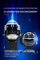 Projecteur Bi-LED XC007 3 pouces, lentille de phare à trois coupelles, 42 62W 6000K, portée longue de 800M, pour rénovation automobile