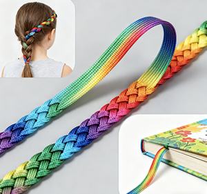 ยางยืดถักทอโพลีเอสเตอร์ 100% ปรับสีรุ้ง/สีตามสั่ง มีสินค้าในสต็อก สำหรับเครื่องประดับผม ของใช้ในบ้าน และงานสิ่งทอ - Product Image 4