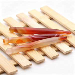 Stylo d'acupuncture en agate naturelle, bâton de massage en <span class=keywords><strong>jade</strong></span>, outil Gua Sha pour le visage et les yeux, grattoir pour points d'acupuncture et méridiens - Product Image 2