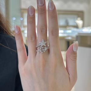 Anillo de Plata de Ley S925, Diseño de Lujo Ligero y Exquisito, con Diamantes Completos, Diseño de Vía Láctea, Cielo Estrellado y Cometa, Anillo de Moda de Alta Gama - Product Image 3