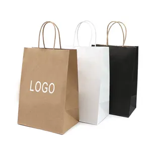 Изготовленная на заказ бумажная крафт-сумка для покупок с витой ручкой, белая крафт-сумка с вашим логотипом