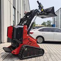 Mini-chargeuse sur chenilles SMT-450 améliorée avec nivellement automatique du godet pour projets de jardinage, aménagement paysager et creusement de fossés