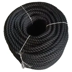 Corda in poliestere di colore nero 5mm 6mm 8mm corda di torsione a 3 fili per imballaggio