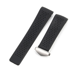 Correa de Reloj Deportiva de Silicona Suave Lionorm, Negra, Transpirable, de 22mm 24mm para Reloj TagHeuer Carrera con Hebilla Plegable - Product Image 1