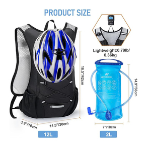 Sac à dos de randonnée léger 12L avec dos en maille respirante, réfléchissant, pour course à pied, cyclisme, avec compartiment pour casque, élastique, pour sports de plein air - Product Image 2