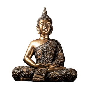 Estatuilla de Buda sentado dorado personalizada, estatua de resina artesanal de lujo, estatua de Buda tailandés para decoración del hogar <span class=keywords><strong>Zen</strong></span> - Product Image 1