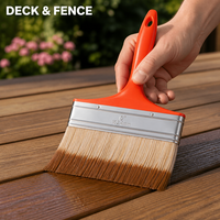 Pinceau à bloc de 6 pouces à poils synthétiques, dégradé bicolore orange, manche ergonomique, trou de suspension, pour peinture murale et de terrasse