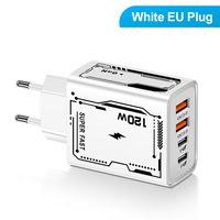 Penjualan Terlaris Charger Dinding 120W/40W PD QC3.0 Pengisian Cepat Dual USB-A & Type-C dengan Colokan EU/US/UK untuk Ponsel