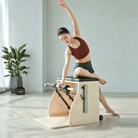 Chaise de Pilates Wunda en bois réglable avec pédales rembourrées pour l'entraînement de stabilité à domicile et la rééducation