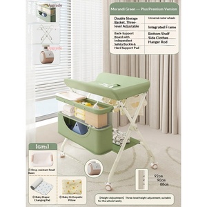 <span class=keywords><strong>Table</strong></span> <span class=keywords><strong>à</strong></span> <span class=keywords><strong>langer</strong></span> pliable et réglable en hauteur avec roulettes et système anti-pincement, ensemble de soins pour nourrissons et post-partum - Product Image 5