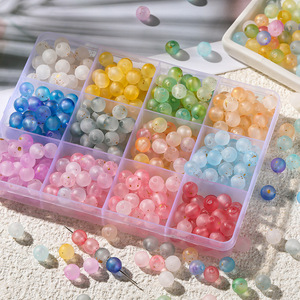 Acrylic Round <b>Beads</b> With Gold Flecks For Jewelry Making DIY Accessories Box Pack 12 Colors 8mm Sweet Style - Product Image 1