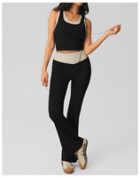 Ensemble de Pilates personnalisé à pois, débardeur colorblock et leggings évasés taille haute, vêtements de sport pour femme, Ropa Deportiva Mujer