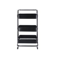 Chariot de rangement à roulettes en métal à 3 niveaux avec tiroirs en PP, personnalisable, pour cuisine, salle de bain, salon, stockage alimentaire, détachable