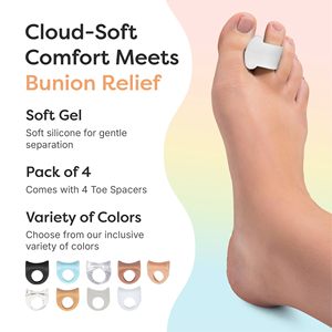 SEBS Gel <b>Toe</b> <b>Separator</b> with Adjuster <b>for</b> Big <b>Toe</b> Hallux Valgus <b>Bunion</b> Corrector and Pain Relief Foot Care - Product Image 5