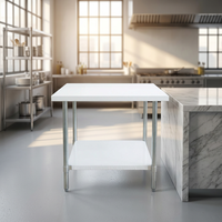 Table de travail en acier inoxydable XIANGYING XWTG-3036-418 430, étagère à 2 niveaux, certifiée NSF, robuste, capacité de charge de 300 kg/m