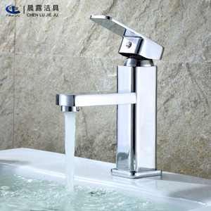 Robinet de lavabo Chen Lu Jie Ju, monocommande, avec cartouche céramique, finition chromée, à poser sur le comptoir, carré, monotrou - Product Image 4