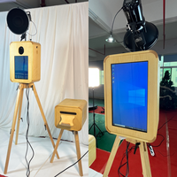 Photomaton en bois massif avec écran tactile de 18,5 pouces, pour mariage, avec appareil photo reflex numérique et valise de transport