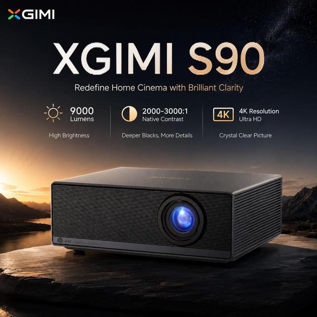XGIMI S90 9000ANSI HDR 4K UHD LED Dual Blue-Red Laser DLP Projector 0.78" DMD Chip Interchangeable Lens 3D Ready Built-in