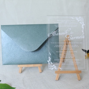 Thiết kế miễn phí màn hình lụa trắng in Thiệp mời đám cưới đơn giản với phong bì - Product Image 4