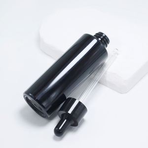 Flat Shoulder 20ml 30ml 40ml 60ml Black Essential <b>Oil</b> <b>Bottle</b> Cosmetic Serum Dropper Glass <b>Bottle</b> Bamboo Dropper Screen Printed - Product Image 2