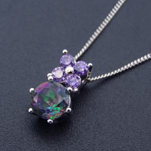 Vente flash - Pendentif rond en argent sterling 925 avec pierre interchangeable, zircon bleu clair pour femme - Product Image 6