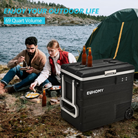 Réfrigérateur de voiture 12 Volt Réfrigérateur portable 65L avec roues Compresseur portable à zone unique pour la conduite avec adaptateur secteur