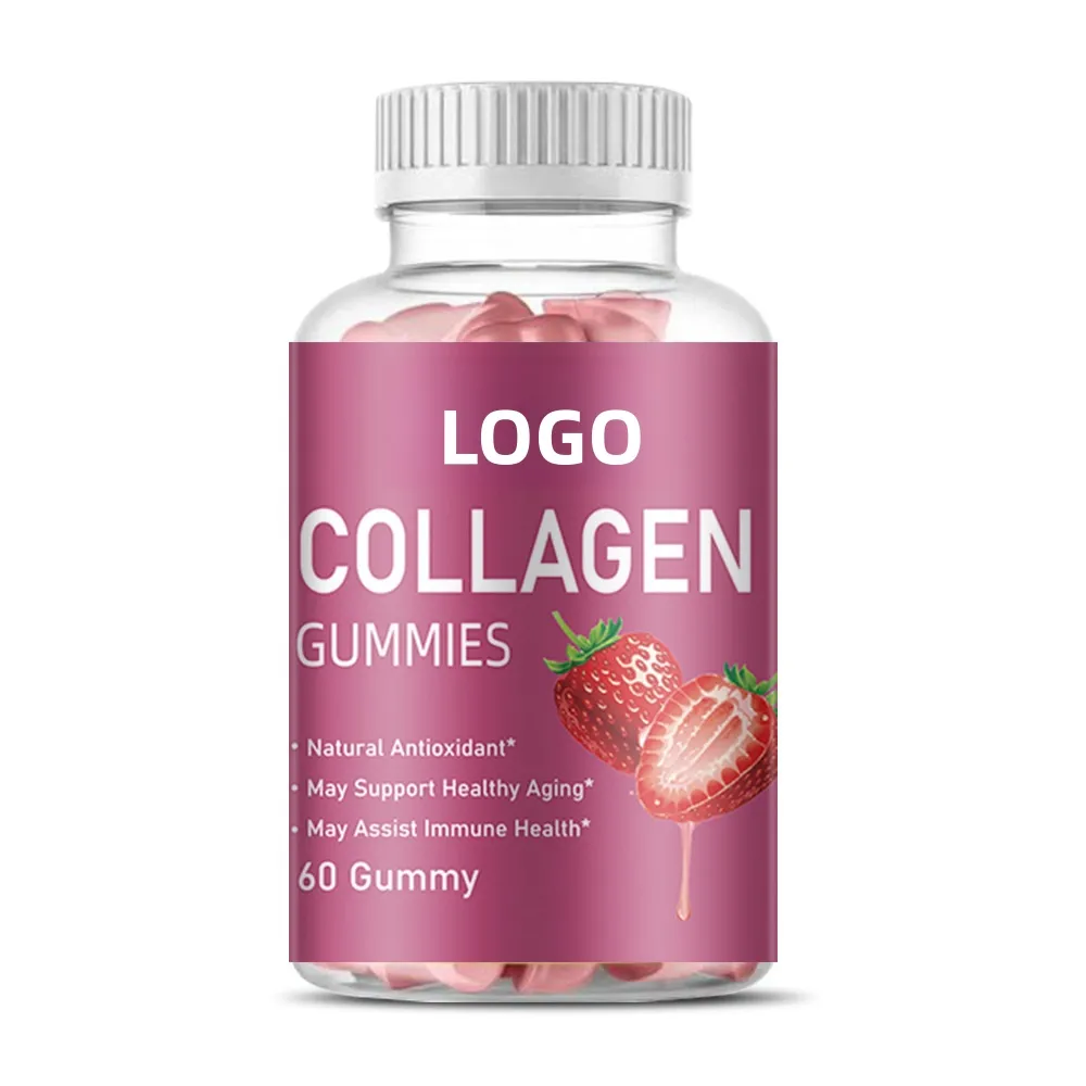 Etiqueta privada Vitaminas y suplementos Oso Vegan Biotina Colágeno Gummies Cabello Piel Uñas