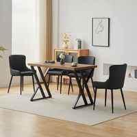Strong Home Furniture-Table de lecture et de salle à manger en bois rectangulaire longue avec pieds noirs pour le travail sur ordinateur de cuisine